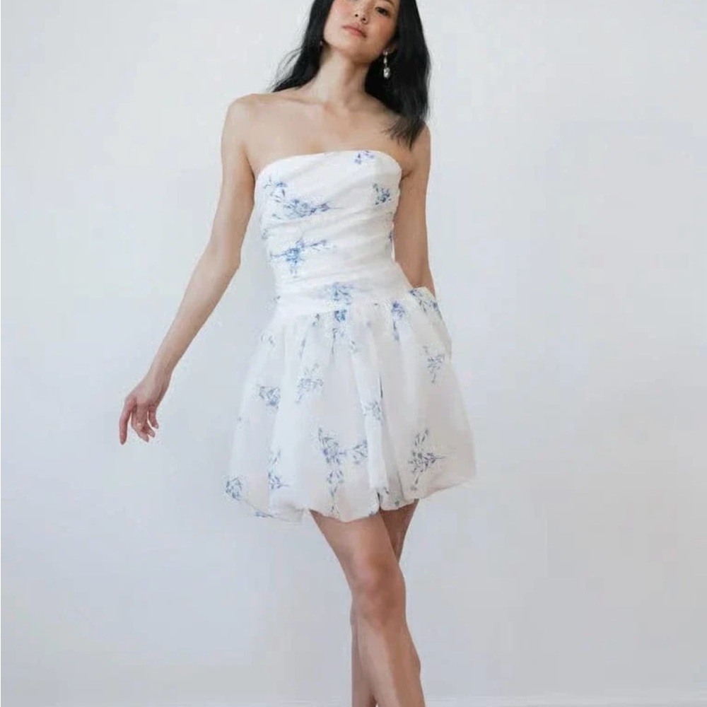 Jenny Yoo Ada Dress - Strapless, Drop Waist, White Mini Dress